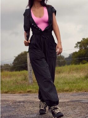 Free People Black Wide-Leg Jumpsuit